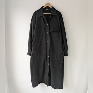 Uniqlo U Collection Black Cotton Denim Button-Up Duster Coat Women's Size XL
